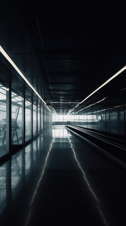 Ai generated illustration view of air port corridor interiorの素材