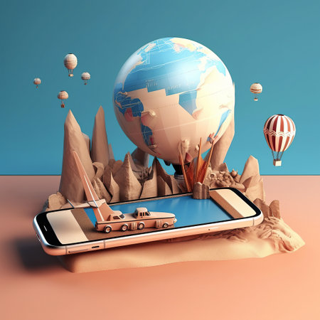 Ai generated illustration view of  flight and travel applicationの素材