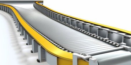 Ai generated illustration Crossing of the roller conveyor, Production line conveyor rollerの素材