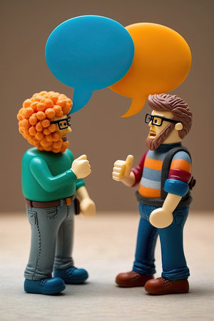 ai generated illustration of tiny people series, sharing thought, ideas by communicated and brainstormingの素材