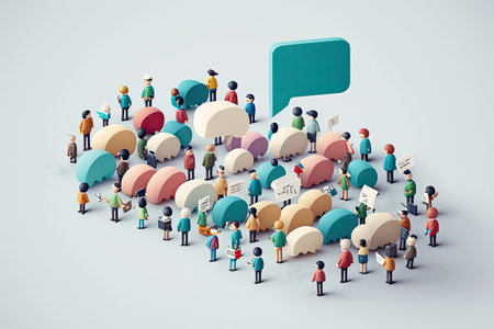 ai generated illustration of tiny people series, sharing thought, ideas by communicated and brainstormingの素材