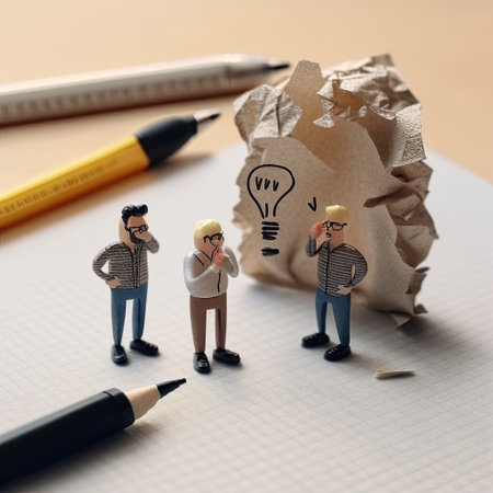 ai generated illustration of tiny people series, sharing thought, ideas by communicated and brainstormingの素材