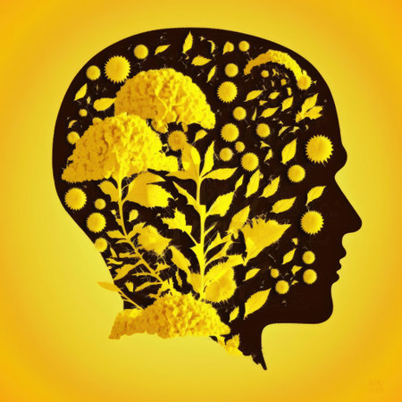 Ai generated illustration of human head and flowers world mental health day conceptの素材