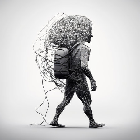 Ai generated illustration of future human wearing extra brainの素材