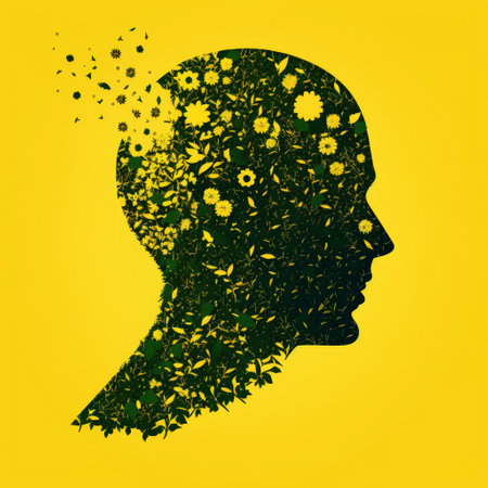 Ai generated illustration of human head and flowers world mental health day conceptの素材