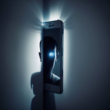 Ai generated illustration of  smartphone permanent global covert surveillance using mobile devices, security of computer systems and networks, privacyの素材