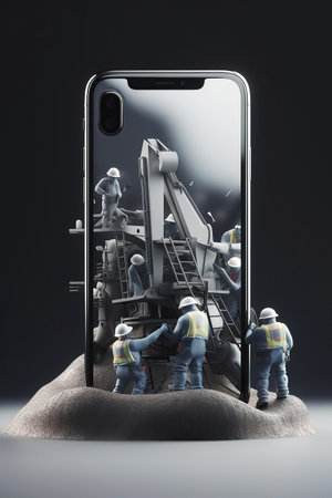 Ai generated illustration of  figurine model repair mobile phoneの素材