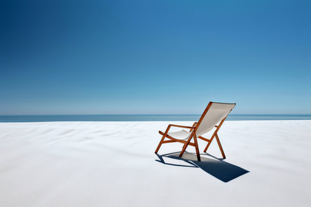 ai generated illustration of beach chairs on the sandの素材