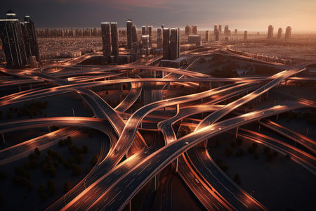 Ai generated illustration of  IT roadmap modern technology and innovative processes, networking and big dataの素材