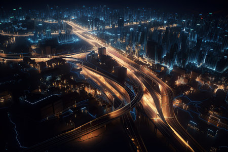 Ai generated illustration of  IT roadmap modern technology and innovative processes, networking and big dataの素材