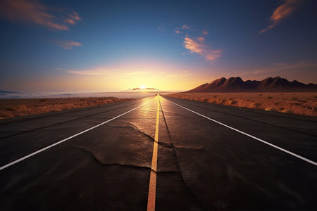 Ai generated illustration of  highway with perspective view endlessの素材