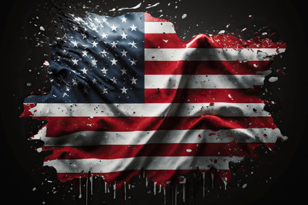 Ai generated illustration of flag of the USA dark backgroundの素材