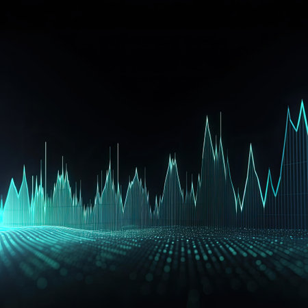 AI generated  illustration of Big data visualization . Abstract graphic consisting of blured points , graph and chart . Information concept . Business , technology backgroundの素材