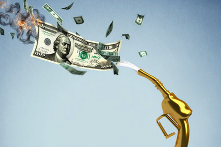 Ai generated illustration united state notes coming out from fuel pump.の素材