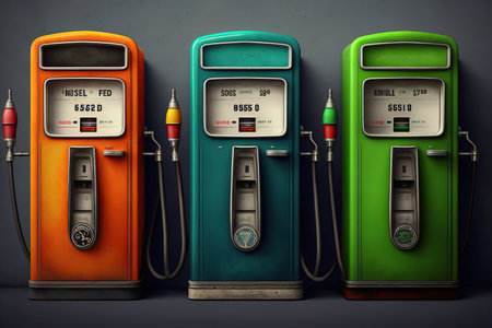 Ai generated illustration gas pump with few different colorsの素材