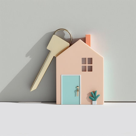 Ai generated illustration pastel color model house keyringの素材