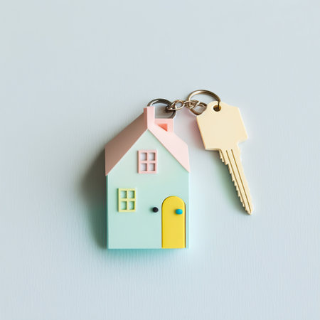 Ai generated illustration pastel color model house keyringの素材