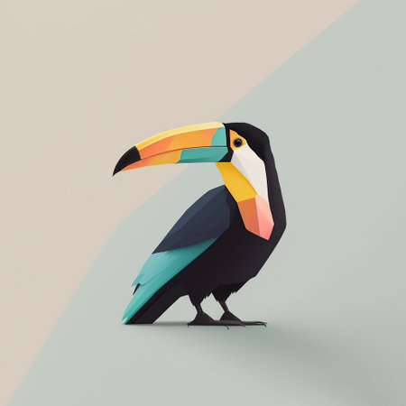 Ai generated illustration pastel color bird hornbill  with pastel backgoundの素材