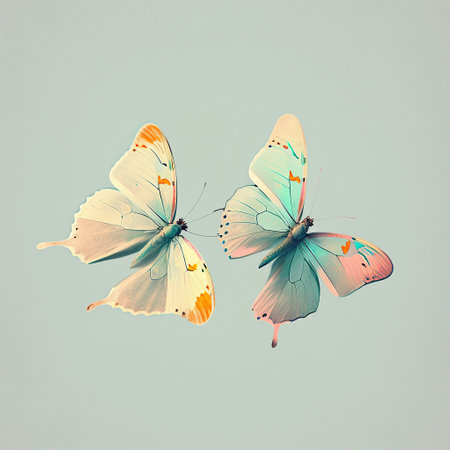 Ai generated illustration pastel color  of butterfly against pastel backgroundの素材