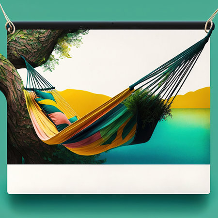 ai generated  hammock with  lake viewの素材