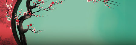 ai generated round arch and cherry blossomの素材