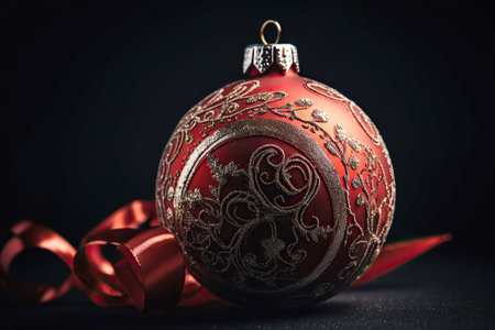 ai generated  Christmas balls isolated on black background.の素材