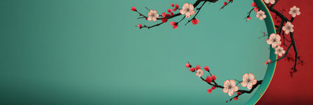 ai generated round arch and cherry blossomの素材