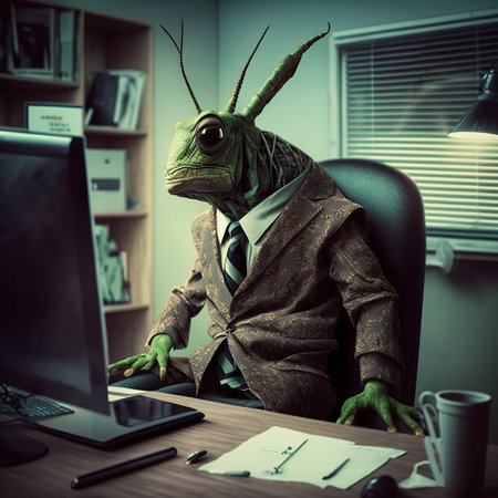 ai generated Illustration grasshopper as IT supportの素材