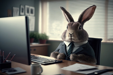 ai generated Illustration of A rabbit  in a business suit at the office.の素材