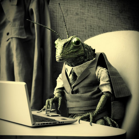 ai generated Illustration grasshopper as IT supportの素材