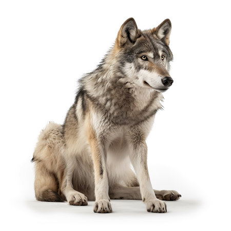 ai generated Illustration full length of wolf against  white backgroundの素材