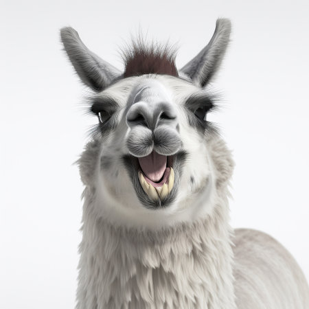 ai generated Illustration llama on white isolated backgroundの素材