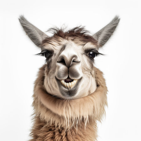 ai generated Illustration llama on white isolated backgroundの素材