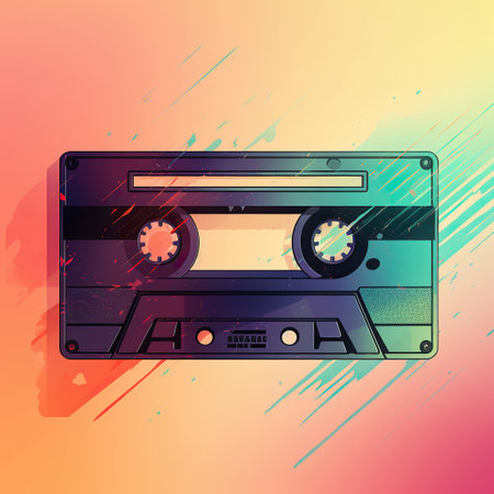 Ai generated illustration Cassette music tape fusion of contemporary art and old fashioned styleの素材