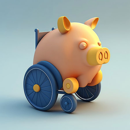 ai generated Illustration piggy bank on  a wheelchairの素材