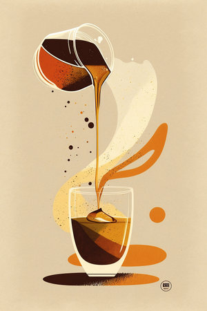 ai generated Illustration pouring espresso to a cupの素材