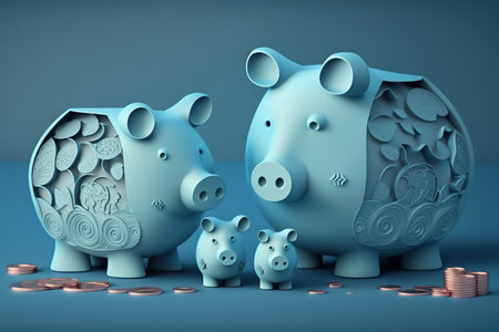 ai generated Illustration family finance piggy banksの素材