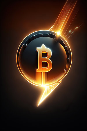 ai generated Illustration Glowing bitcoin flying like a rocketの素材