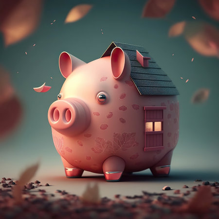 ai generated Illustration house shaped piggybankの素材