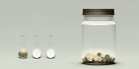 ai generated Illustration finance item jar half full of penniesの素材