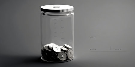 ai generated Illustration finance item jar half full of penniesの素材