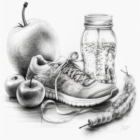 Ai generated illustration pencil sketch about  healthy liftstyleの素材