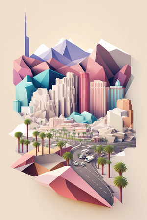 Ai generated illustration modern art poster low poly of las vagasの素材