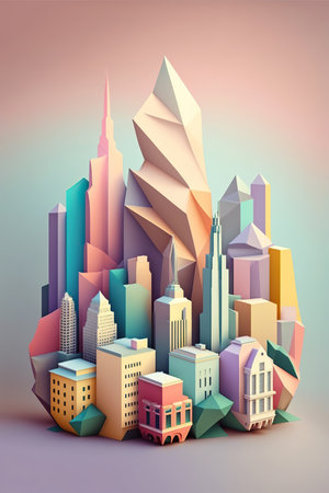 Ai generated illustration modern art poster low poly of san franciscoの素材