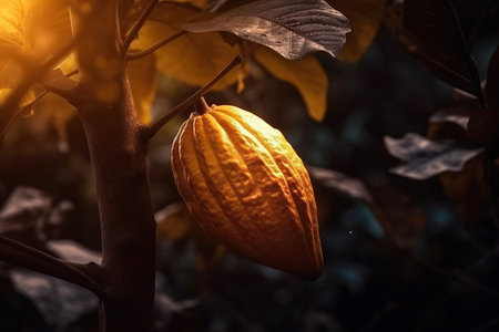 Ai generated illustration cocoa plant with fruitの素材