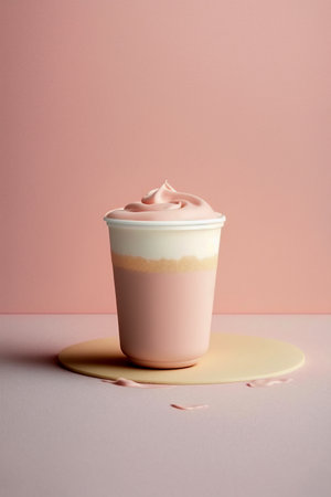 Ai generated illustration of Cup of latte with whipped cream pastel colorの素材