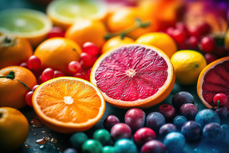 Ai generated illustration still life of assorted citrusの素材