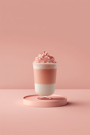 Ai generated illustration of Cup of latte with whipped cream pastel colorの素材