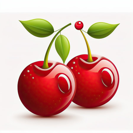 Ai generated illustration cute little cherry isolated whiteの素材