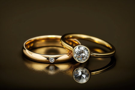 Ai generated illustration gold wedding ring with diamondの素材